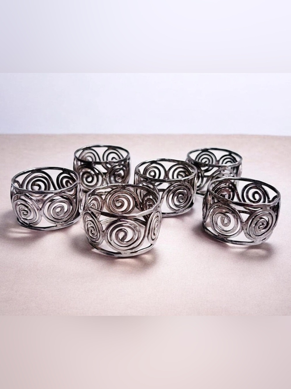 Vintage Metal Spiral Napkin Rings Set of 6 (2 Sets Avail) Coastal Table Boho